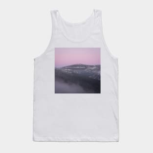 Pink Winter Misty Sunset in the Mountains of Czech Tank Top